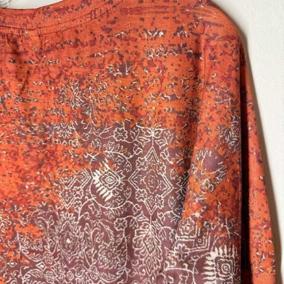 Exclusive Mandala Print Tunic Dress in Rust Long Sleeve Shift Pockets M - Picture 4 of 12